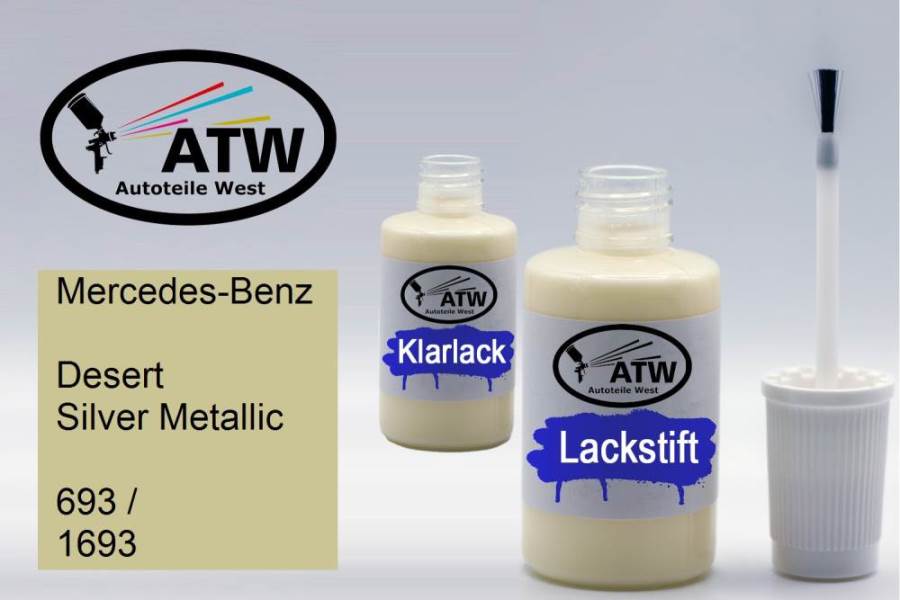 Mercedes-Benz, Desert Silver Metallic, 693 / 1693: 20ml Lackstift + 20ml Klarlack - Set, von ATW Autoteile West.